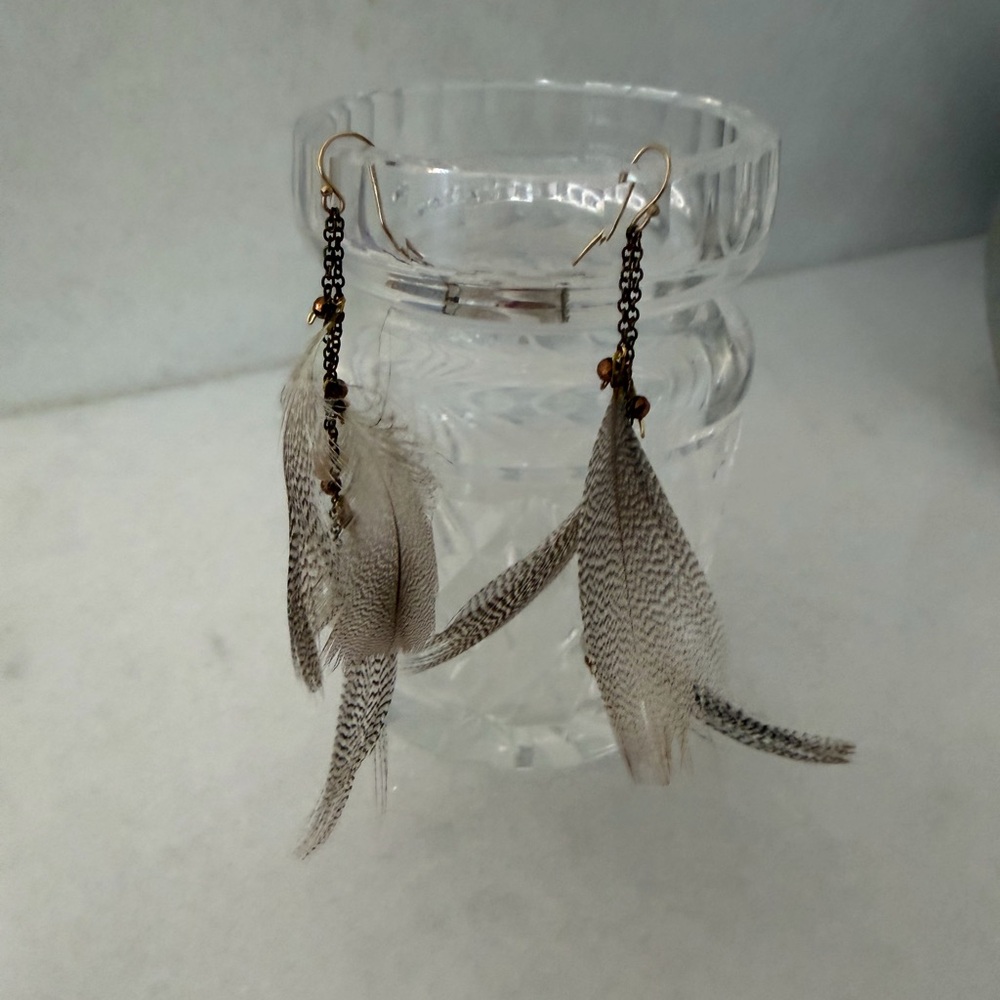 Elegant Feather Drop Earrings